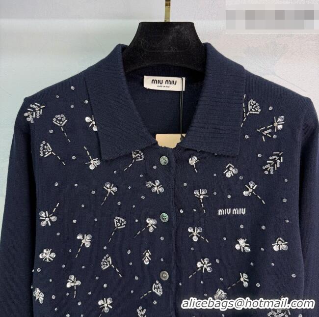 New Release Creation Miu Miu Wool Cardigan MM042203 Blue 2026