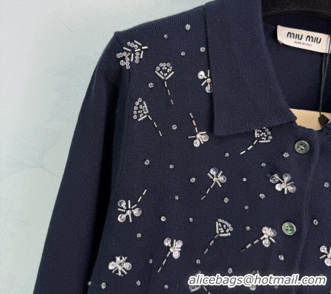 New Release Creation Miu Miu Wool Cardigan MM042203 Blue 2026