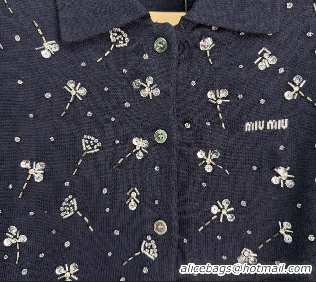 New Release Creation Miu Miu Wool Cardigan MM042203 Blue 2026