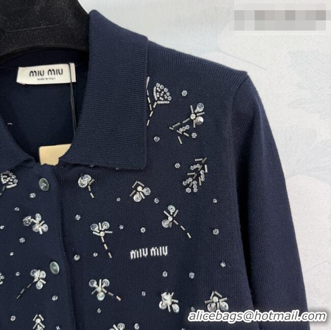 New Release Creation Miu Miu Wool Cardigan MM042203 Blue 2026