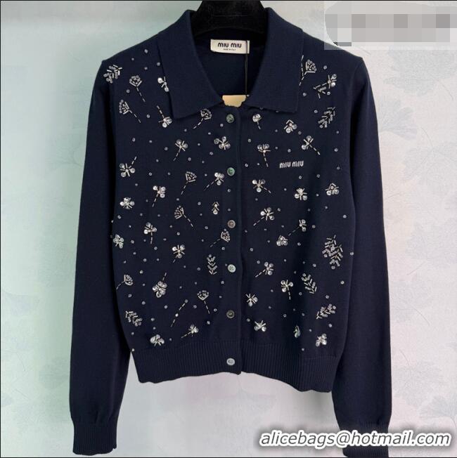 New Release Creation Miu Miu Wool Cardigan MM042203 Blue 2026
