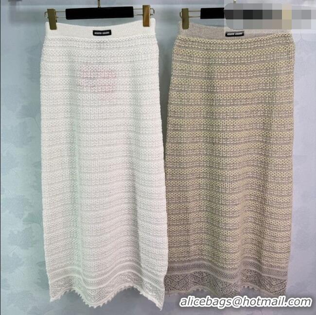 Super Quality Miu Miu Crochet Skirt MM042131 Beige/White 2026