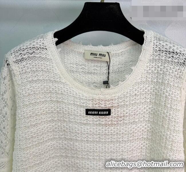 Grade Quality Miu Miu Crochet T-Shirt MM042131 Beige/White 2026