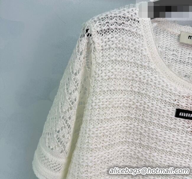 Grade Quality Miu Miu Crochet T-Shirt MM042131 Beige/White 2026