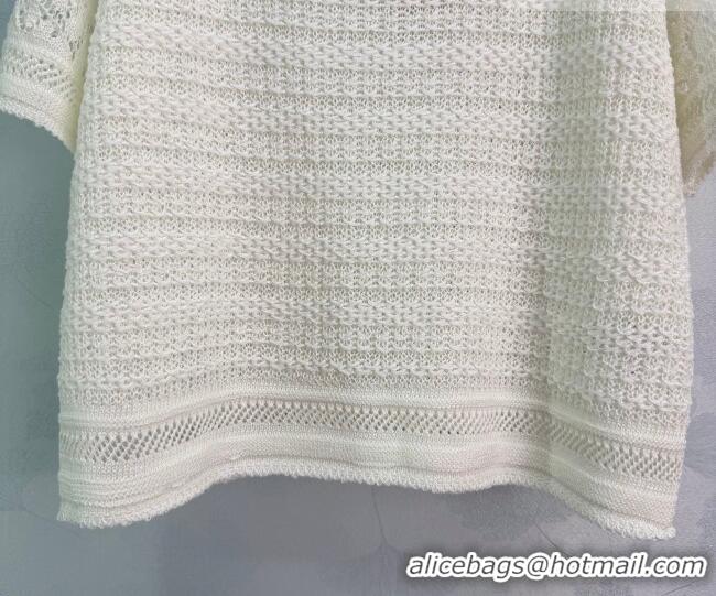 Grade Quality Miu Miu Crochet T-Shirt MM042131 Beige/White 2026