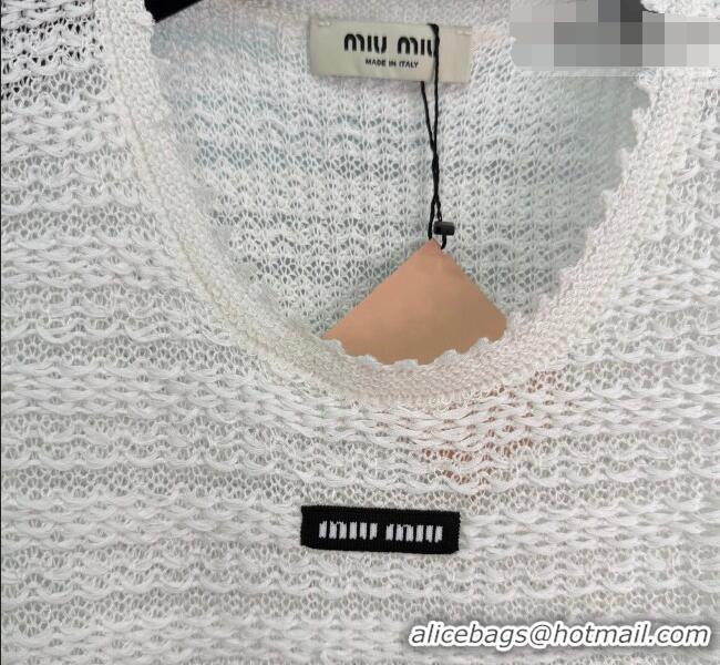 Luxury Cheap Miu Miu Crochet Vest MM042131 Beige/White 2026