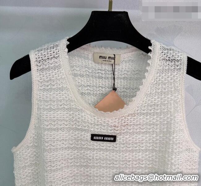 Luxury Cheap Miu Miu Crochet Vest MM042131 Beige/White 2026