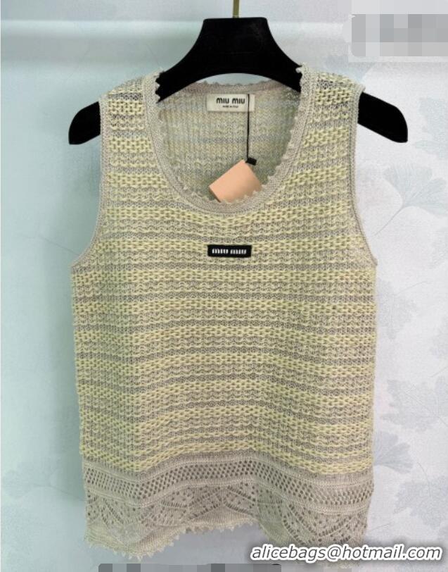 Luxury Cheap Miu Miu Crochet Vest MM042131 Beige/White 2026