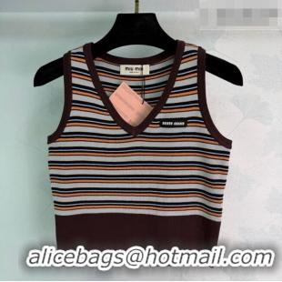 Best Price Discount Miu Miu Striped Vest MM042204 Brown 2026