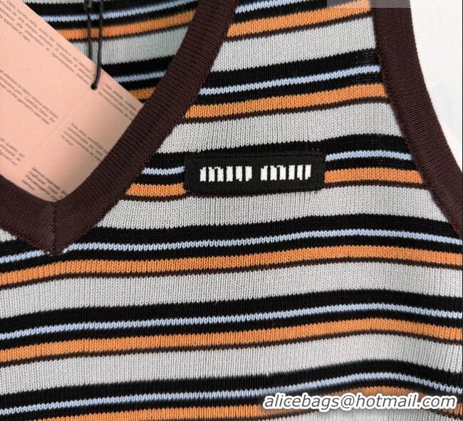 Best Price Discount Miu Miu Striped Vest MM042204 Brown 2026