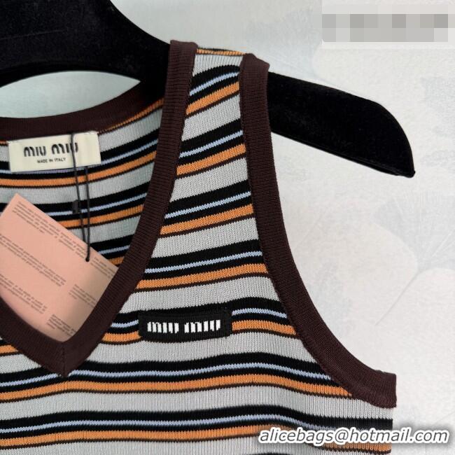 Best Price Discount Miu Miu Striped Vest MM042204 Brown 2026