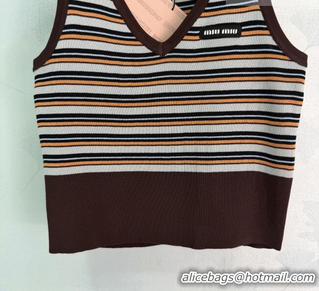 Best Price Discount Miu Miu Striped Vest MM042204 Brown 2026