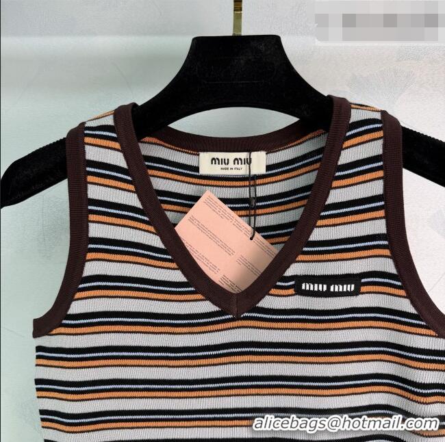 Best Price Discount Miu Miu Striped Vest MM042204 Brown 2026