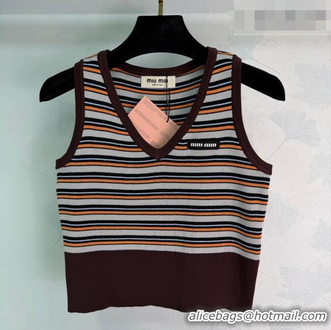 Best Price Discount Miu Miu Striped Vest MM042204 Brown 2026