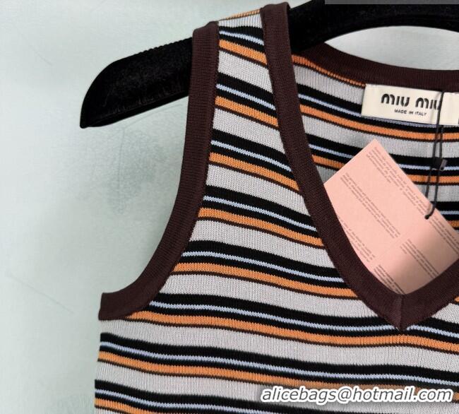 Best Price Discount Miu Miu Striped Vest MM042204 Brown 2026