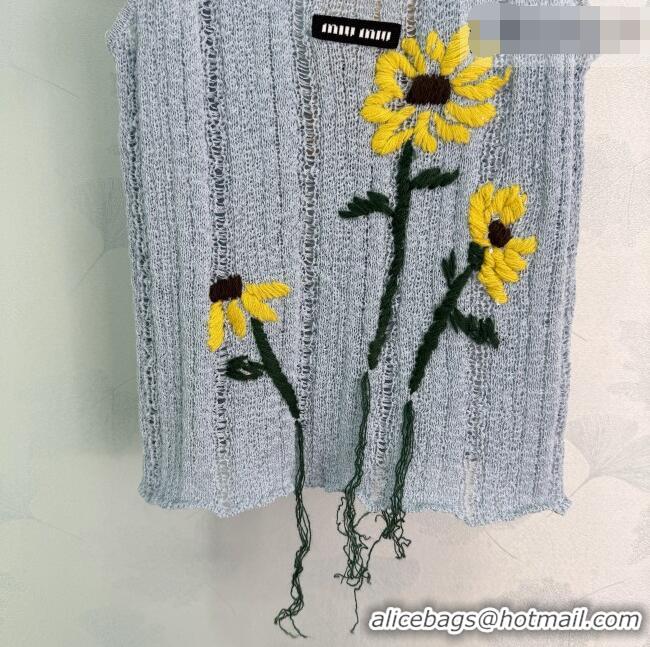 Market Sells Inexpensive Miu Miu Flower Vest MM042213 Blue 2026