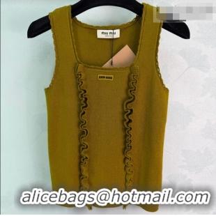 ​Hot Style Miu Miu Wool Vest with Ruffles MM042207 Green 2026