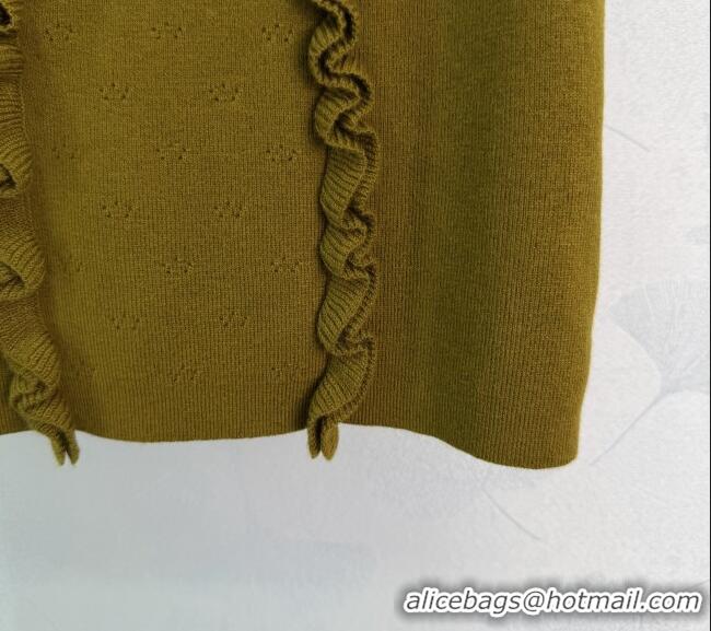 ​Hot Style Miu Miu Wool Vest with Ruffles MM042207 Green 2026