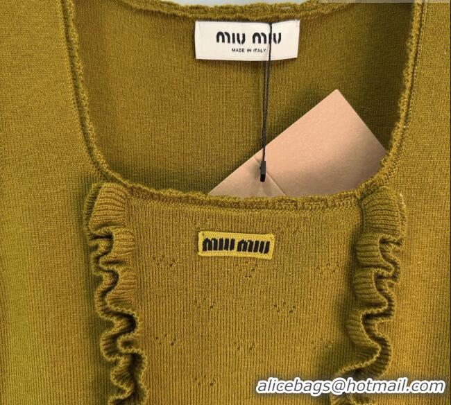 ​Hot Style Miu Miu Wool Vest with Ruffles MM042207 Green 2026