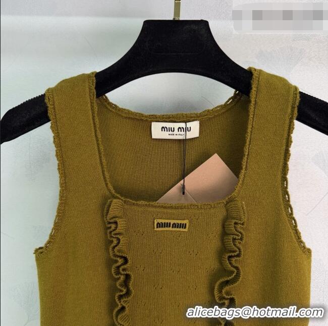 ​Hot Style Miu Miu Wool Vest with Ruffles MM042207 Green 2026