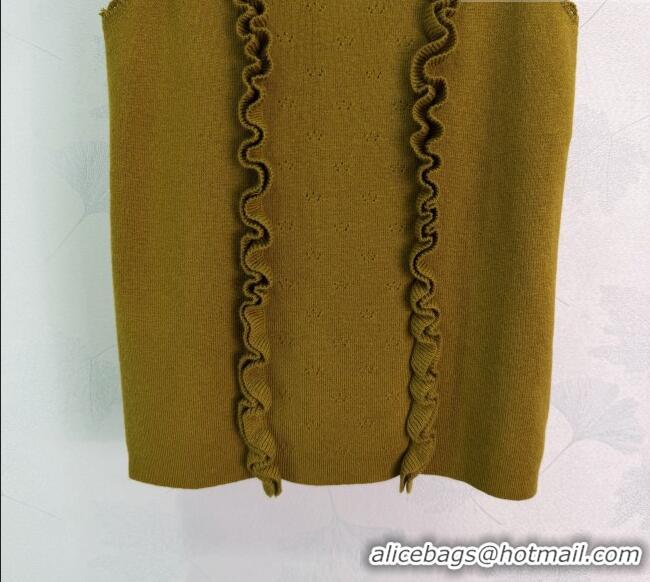 ​Hot Style Miu Miu Wool Vest with Ruffles MM042207 Green 2026