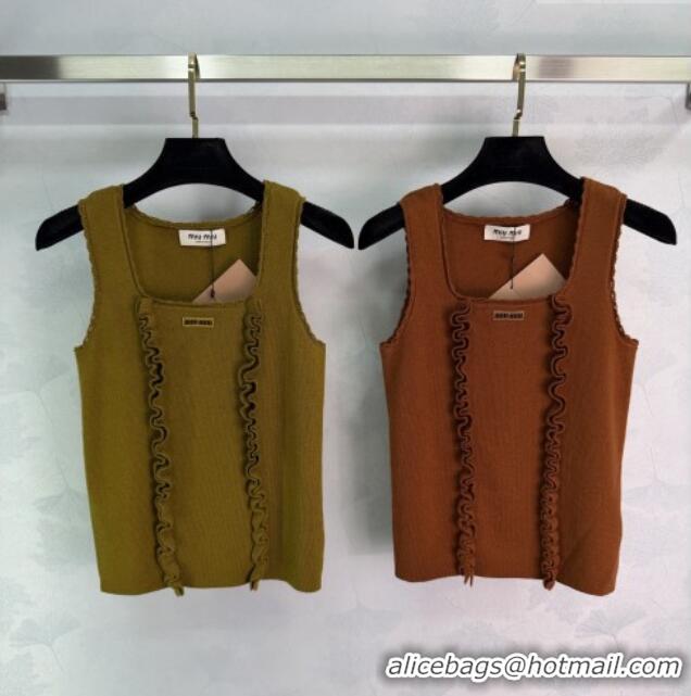 ​Hot Style Miu Miu Wool Vest with Ruffles MM042207 Green 2026