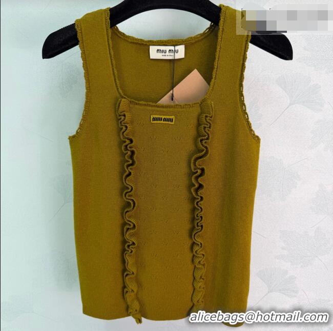 ​Hot Style Miu Miu Wool Vest with Ruffles MM042207 Green 2026
