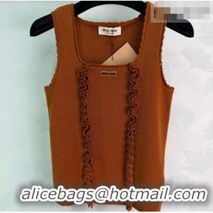 Crafted Discount Miu Miu Wool Vest with Ruffles MM042207 Brown 2026
