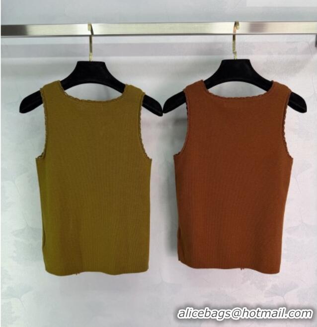 Crafted Discount Miu Miu Wool Vest with Ruffles MM042207 Brown 2026