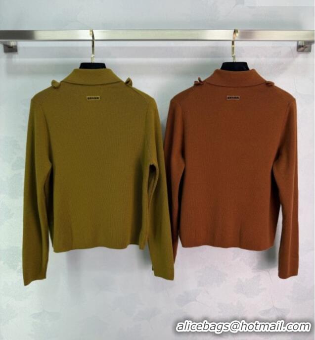 Top Design Miu Miu Wool Cardigan with Ruffles MM042209 Green 2026