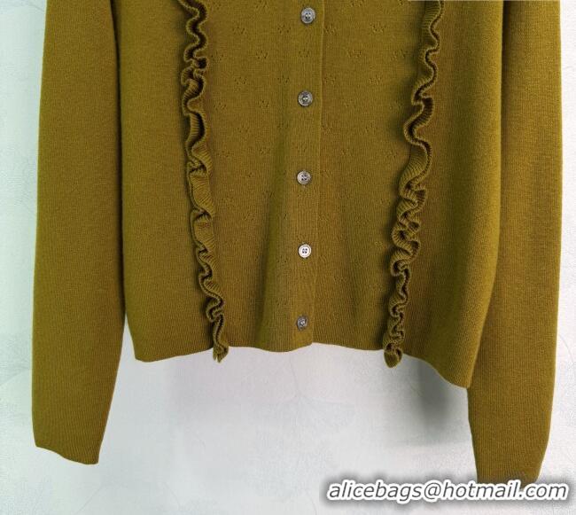 Top Design Miu Miu Wool Cardigan with Ruffles MM042209 Green 2026