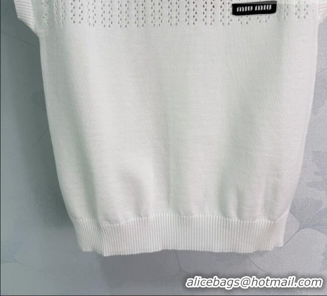 Low Cost Miu Miu Polo Shirt with Pearls MM042211 White 2026