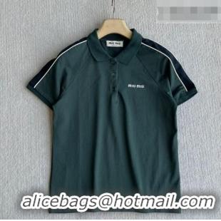 Best Price Miu Miu Cotton Polo T-Shirt MM042222 Green 2026