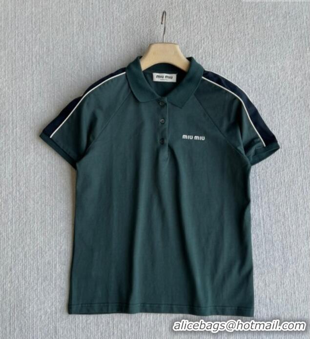 Best Price Miu Miu Cotton Polo T-Shirt MM042222 Green 2026