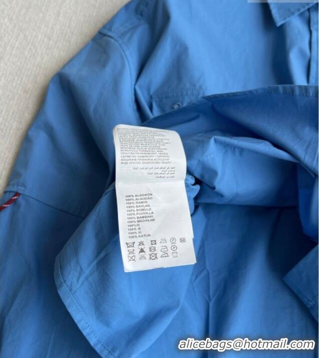Fashion Discount Miu Miu Cotton Shirt and Mini Skirt Set MM042226 Blue 2026