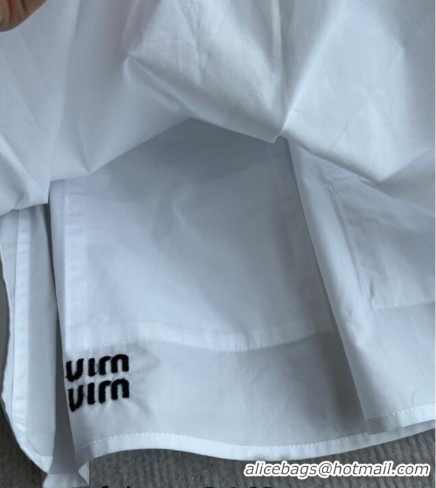 Cheapest Miu Miu Cotton Shirt and Mini Skirt Set MM042226 White 2026