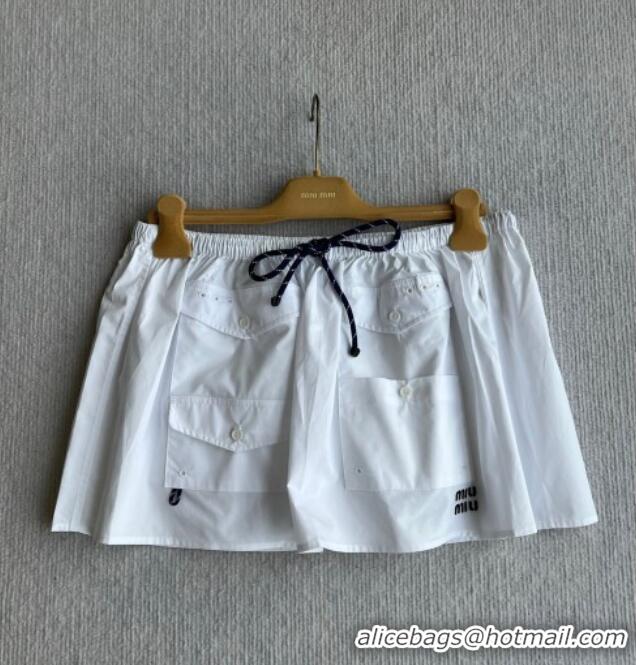 Cheapest Miu Miu Cotton Shirt and Mini Skirt Set MM042226 White 2026