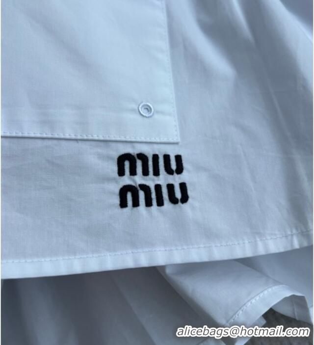 Cheapest Miu Miu Cotton Shirt and Mini Skirt Set MM042226 White 2026