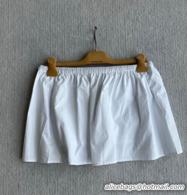 Cheapest Miu Miu Cotton Shirt and Mini Skirt Set MM042226 White 2026