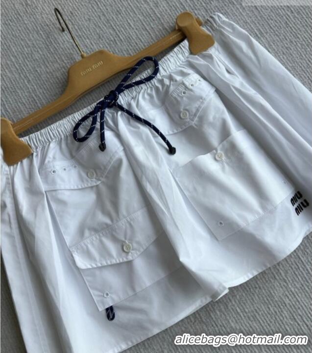 Cheapest Miu Miu Cotton Shirt and Mini Skirt Set MM042226 White 2026