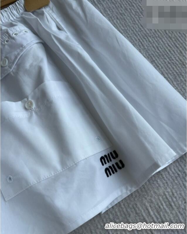 Cheapest Miu Miu Cotton Shirt and Mini Skirt Set MM042226 White 2026