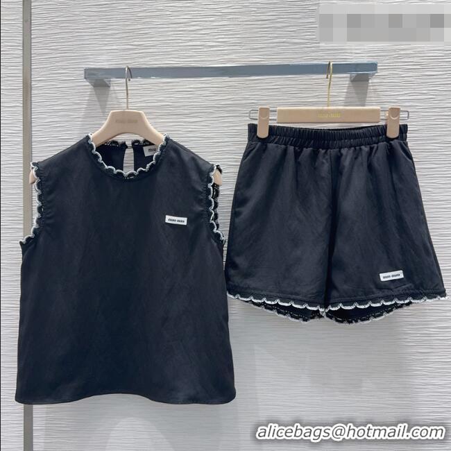 Good Quality Miu Miu Vest and Shorts Set MM042228 Black 2026