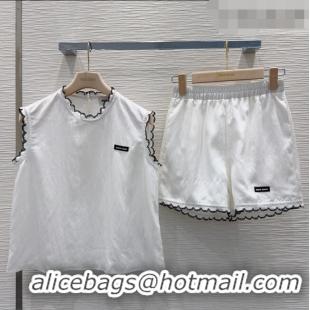 Buy Fashionable Miu Miu Vest and Shorts Set MM042228 White 2026