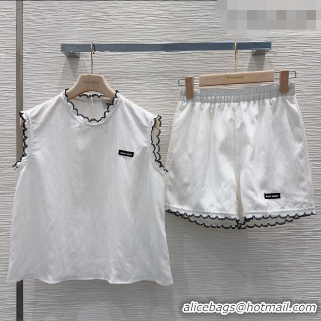 Buy Fashionable Miu Miu Vest and Shorts Set MM042228 White 2026