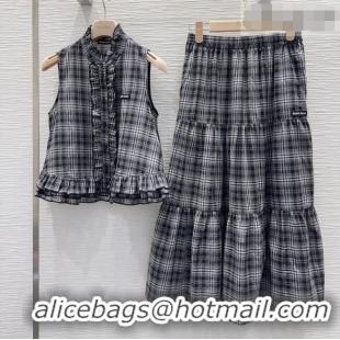 Best Discount Miu Miu Linen Vest and Dress Set MM042237 Grey 2026