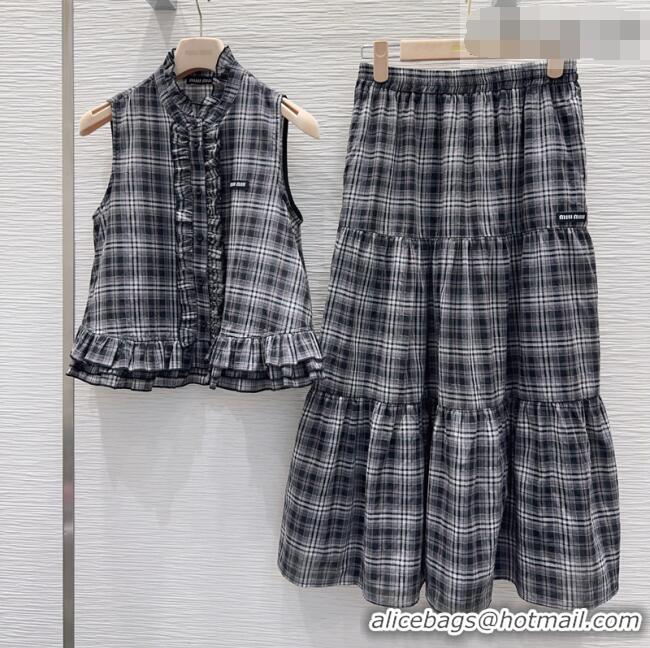 Best Discount Miu Miu Linen Vest and Dress Set MM042237 Grey 2026