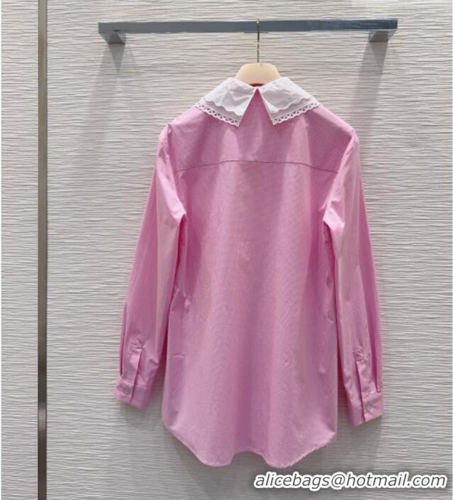 Inexpensive Miu Miu Plaid Cotton Shirt MM042223 Pink 2026