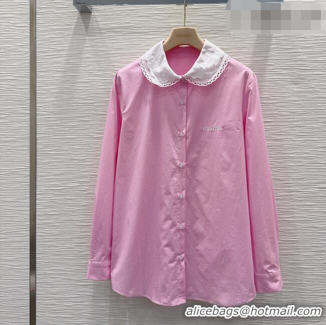 Inexpensive Miu Miu Plaid Cotton Shirt MM042223 Pink 2026