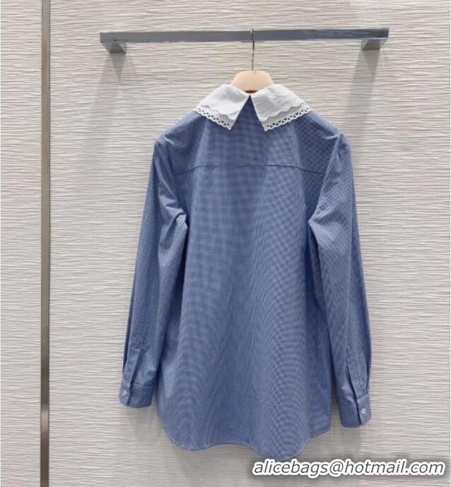 Buy Best Price Miu Miu Plaid Cotton Shirt MM042223 Blue 2026