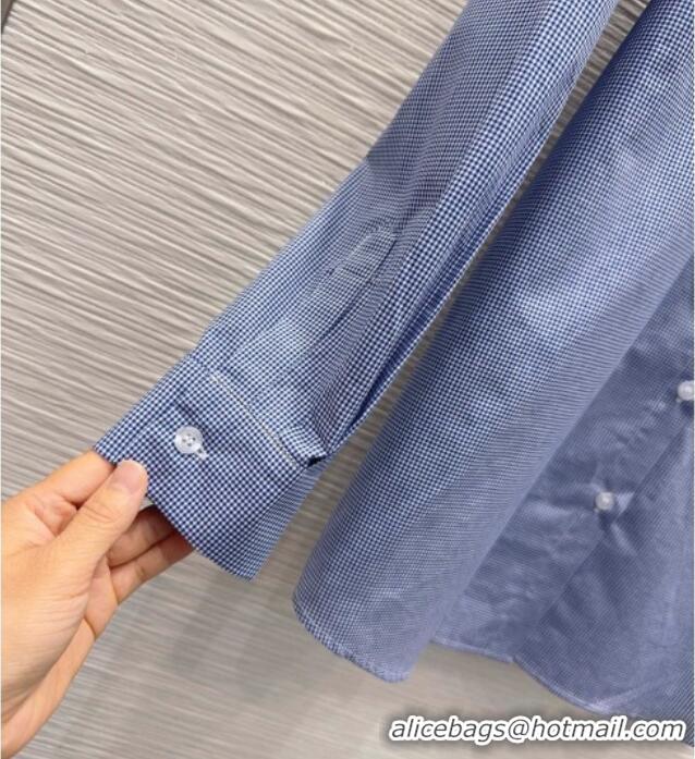 Buy Best Price Miu Miu Plaid Cotton Shirt MM042223 Blue 2026